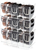 3 Pack Acrylic Belt Organizer Clear Stackable Belt Storage Holder Purse Organizer for Closet - 5 Compartments with Removable Dividers,Display Case Pantry Cabinet Organizers for Ties,Socks,Underwear