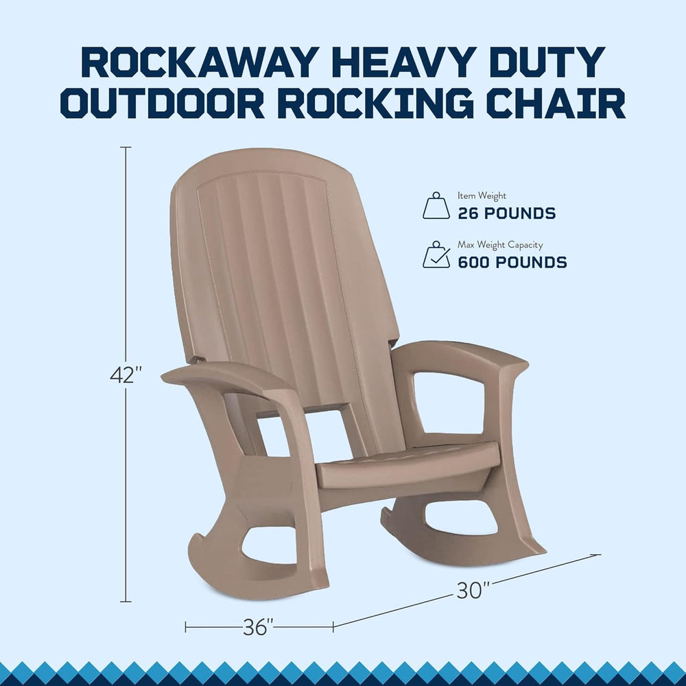 Semco Rockaway Heavy Duty Polyethylene All Weather Outdoor Patio or Deck Rock...
