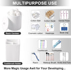 Resin 6 Pcs White Bathroom Set Complete with Toothbrush Holder, Lotion Soap Dispenser, 2 Qtip Holder Dispensers,Vanity Tray,Bathroom Tumbler - Countertop Vanity Organizer - Bathroom Accessories Set
