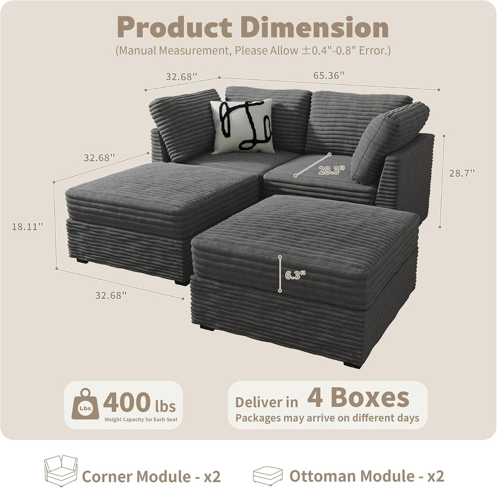HOOOWOOO Cloud Sectional Couch,Modular L Shaped Sofa for Living Room,65x65 Fr...