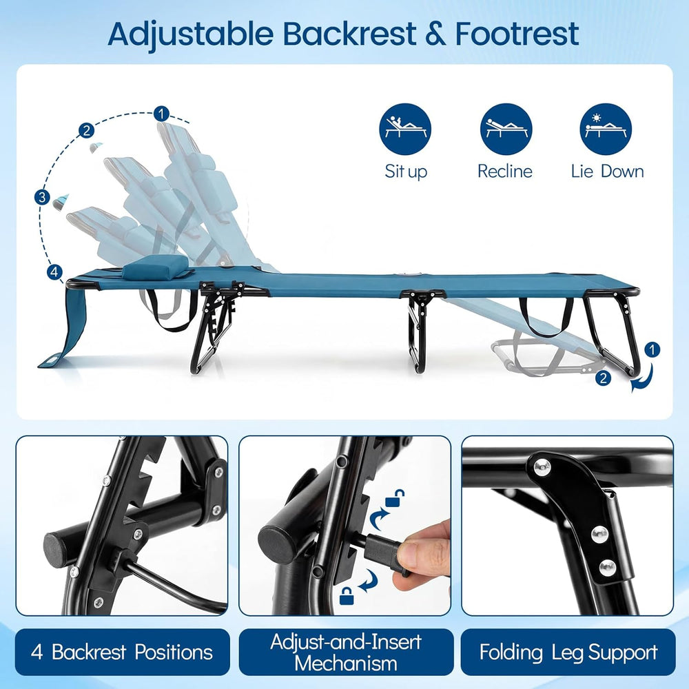 Giantex Folding Beach Tanning Chair, Adjustable Face Down Patio Lounge Chair ...