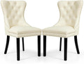 SyMax Dining Chairs Set of 2, Faux Leather Parson Dining Room Chairs, High-End Tufted Kitchen Side Chairs for Bedroom, Living Room, White