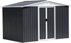 8' x 6' Outdoor Metal Storage Shed Outdoor Shed Galvanized Steel Garden Shed with Sliding Door and Window for Ventilation Storage Sheds House for Backyard Garden