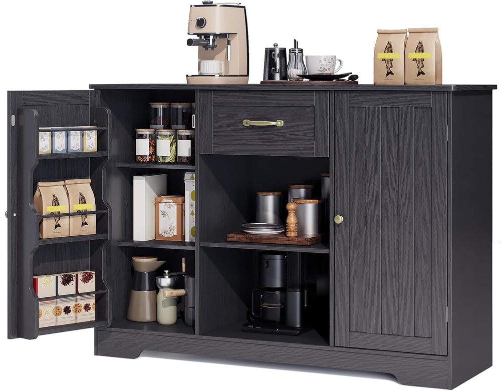 Gizoon 45" Coffee Bar Cabinet with Door and Shelves Kitchen Hutch with C...