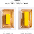 Glass Butter Dish with Lid for Countertop, Champagne Color Striped Crystal Covered Butter Holder Tray Container