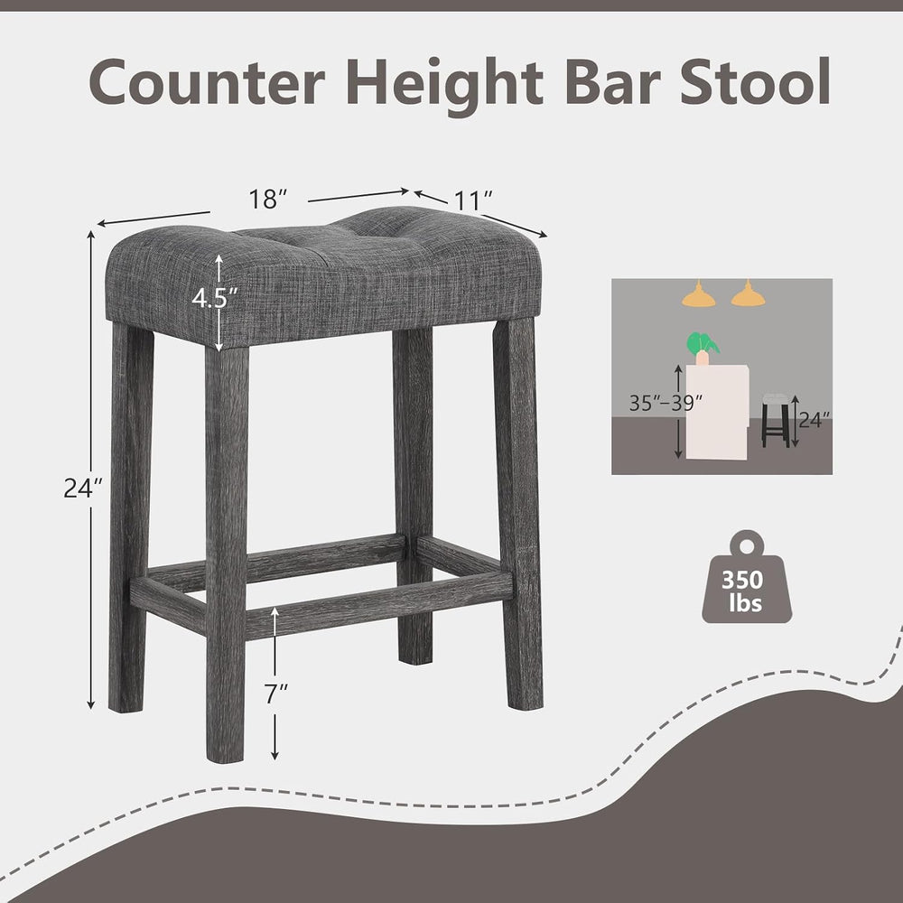 Giantex 24" Bar Stools Set of 4, Backless Counter Height Saddle Bar Stoo...