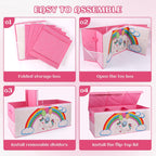 Extra Large Toy Box, Collapsible Storage Organizer with Lids, Sturdy Unicorn Toy Chest for Boys Girls, 40"x14"x16" Kids Storage Bin Box Baskets for Living Room, Playroom, Bedroom, Nursery