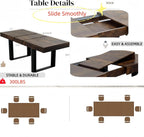 63"-79" Expandable Dining Table Set for 8, Wood Rectangle Dining Table and 8 Brown Faux Suede Chairs, Suitable for Home,Kitchen Dining Room,Farmhouse