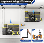 GADFISH Garage Ceiling Lift Storage Rack, Easy Lifting 85" Height 4x4 Ft Overhead Garage Storage Rack for Space Saving with Safety Lock, Suitable for 16"/24" Ceiling, 350LBS Capacity