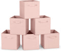 MaidMAX Fabric Storage Bins 10.5×10.5×11, Foldable Cloth Cube Storage Bins for Home Bedroom Closet Drawers Organizer, Pink, Set of 6 | Set of 6 Cloth Cube Storage Bins for Home Bedroom Closet Drawers Organizer Sturdy Handles for Easy Access