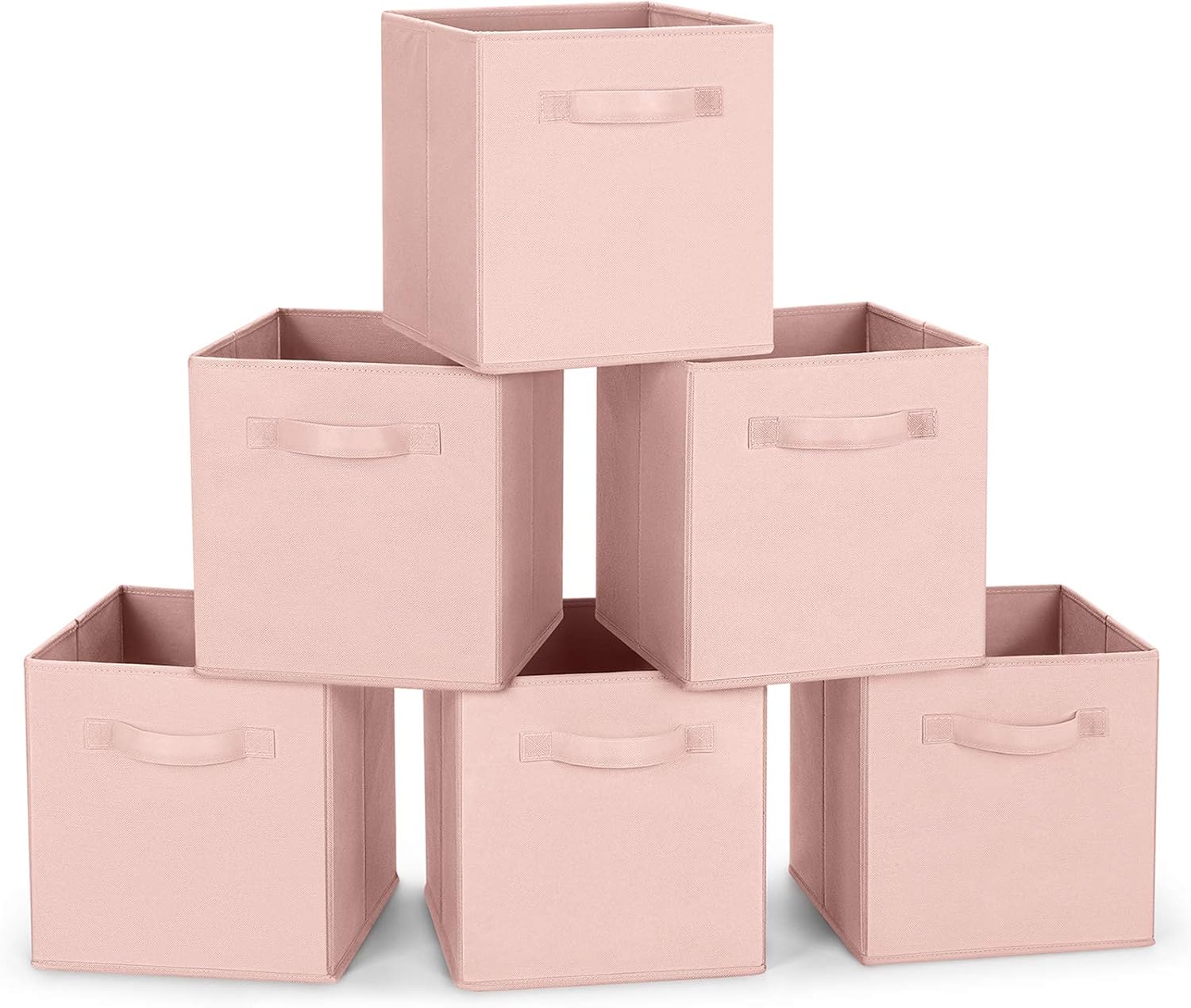 MaidMAX Fabric Storage Bins 10.5×10.5×11, Foldable Cloth Cube Storage Bins for Home Bedroom Closet Drawers Organizer, Pink, Set of 6 | Set of 6 Cloth Cube Storage Bins for Home Bedroom Closet Drawers Organizer Sturdy Handles for Easy Access