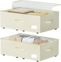EE-RoomWorld Under Bed Storage with Wheels, No Assemble Required 12 inches height Under Bed Storage bins,Large capacity Rolling Underbed Shoe Storage containers，dorm underbed storage drawers