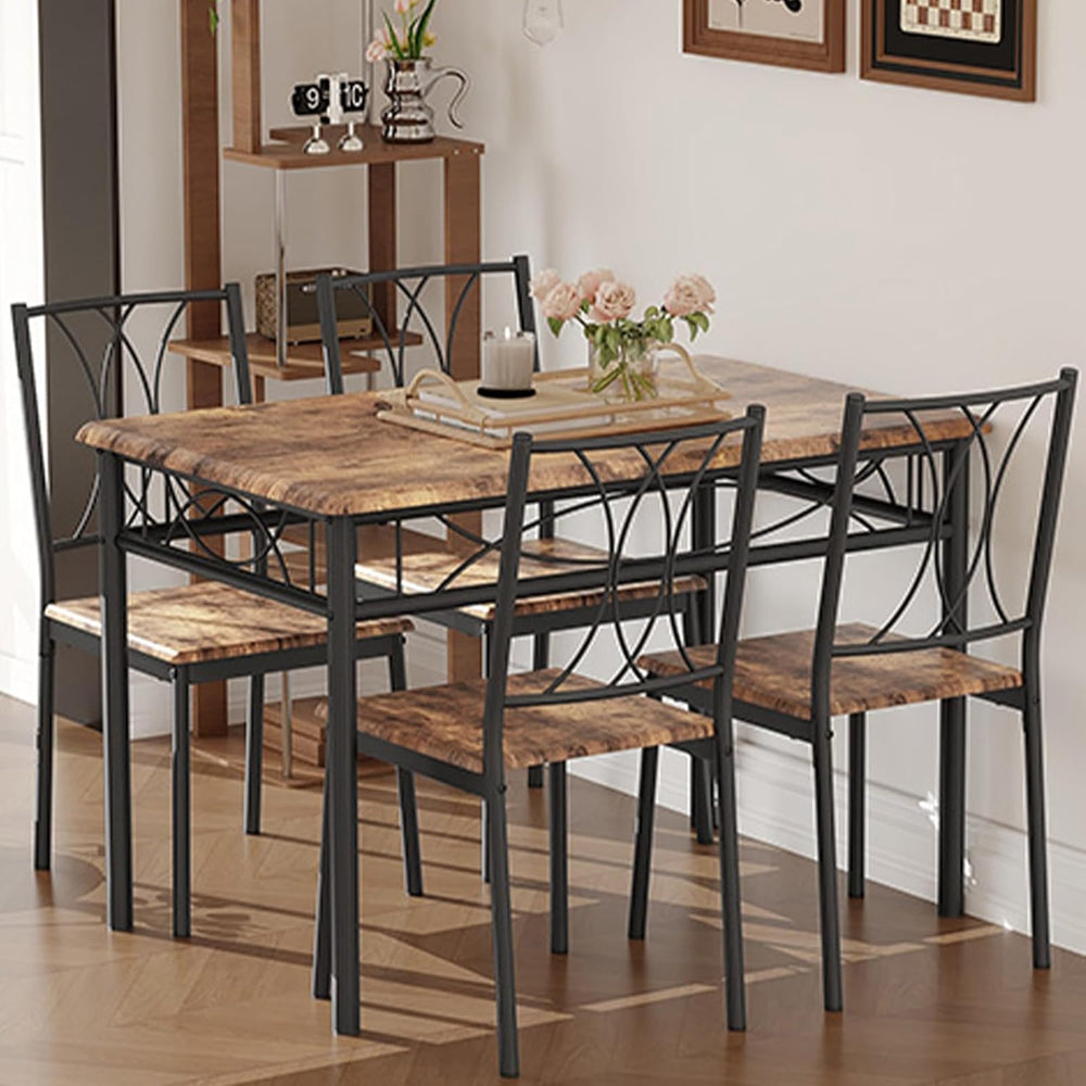 GarveeHome Dining Table Set for 4, Rectangle Compact Dining Table and Chairs ...