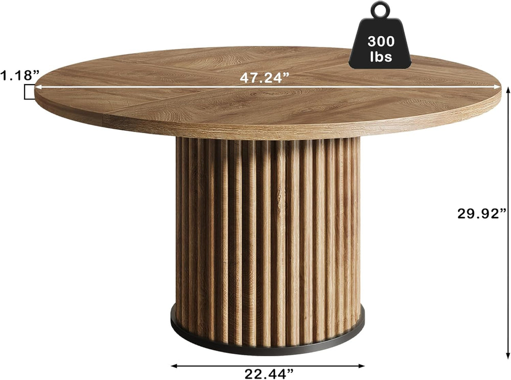 Oigavfd Black Round Dining Table for 4-6 People 47" Circle Dining Table ...