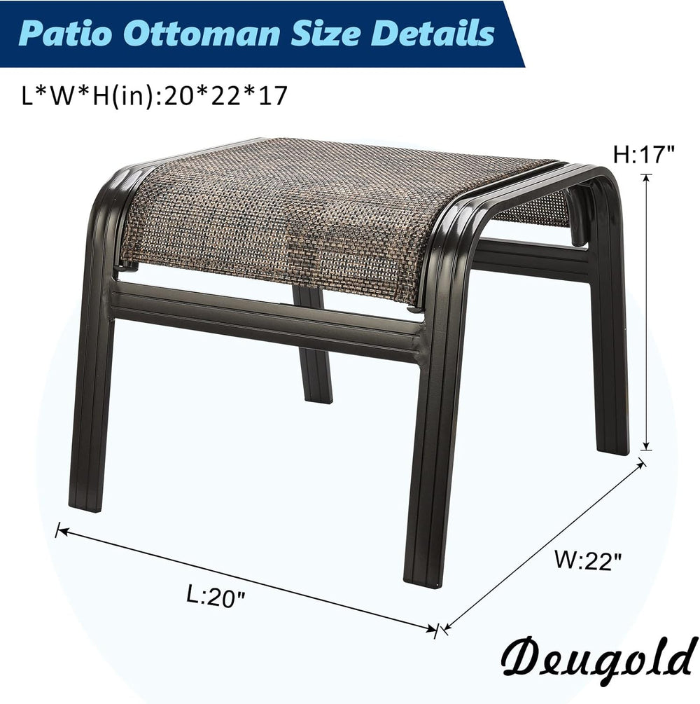 Outdoor Patio Foot Rest Ottoman Seat Textilene Portable Metal Footstool Porta...