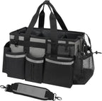 Wearable Cleaning Caddy, Cleaning Caddy Supplies Organizer with Handle & Shoulder Straps for Housekeepers, Under Sink & Car Cleaning Tool Organizers Bag with 4 Foldable Divider (MediumGrey)
