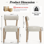 ZJhome Modern Dining Chairs Set of 2 – Mid-Century Modern Faux Leather Upholstered Kitchen & Dining Room Chairs with Curved Back, Oversized Rounded Seat, Sturdy Wood Frame, Beige