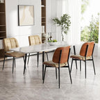 Dining Chairs Set of 2, Mid Century Modern Dining Room Chair, Upholstered Faux Leather Kitchen Chairs with Thick Cushion and Walnut Bentwood Back for Kitchen Dining Room, Khaki