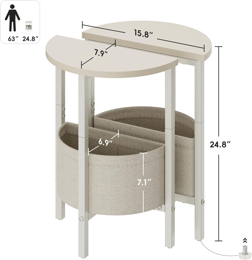 Vagusicc Small Round Side Table End Table, Tall Accent Table with Storage Bas...