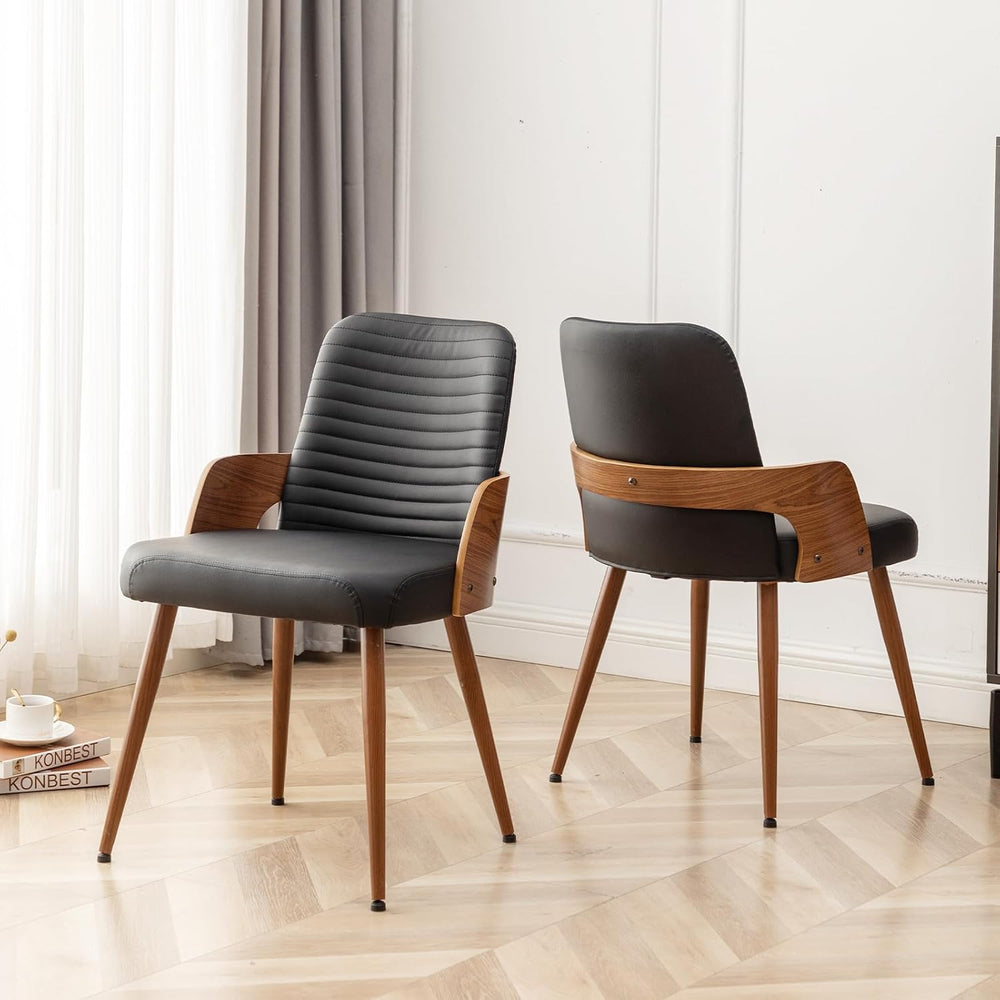 Dining Room Chairs,Mid Century Modern Kitchen Chairs,Upholstered Faux Leather...