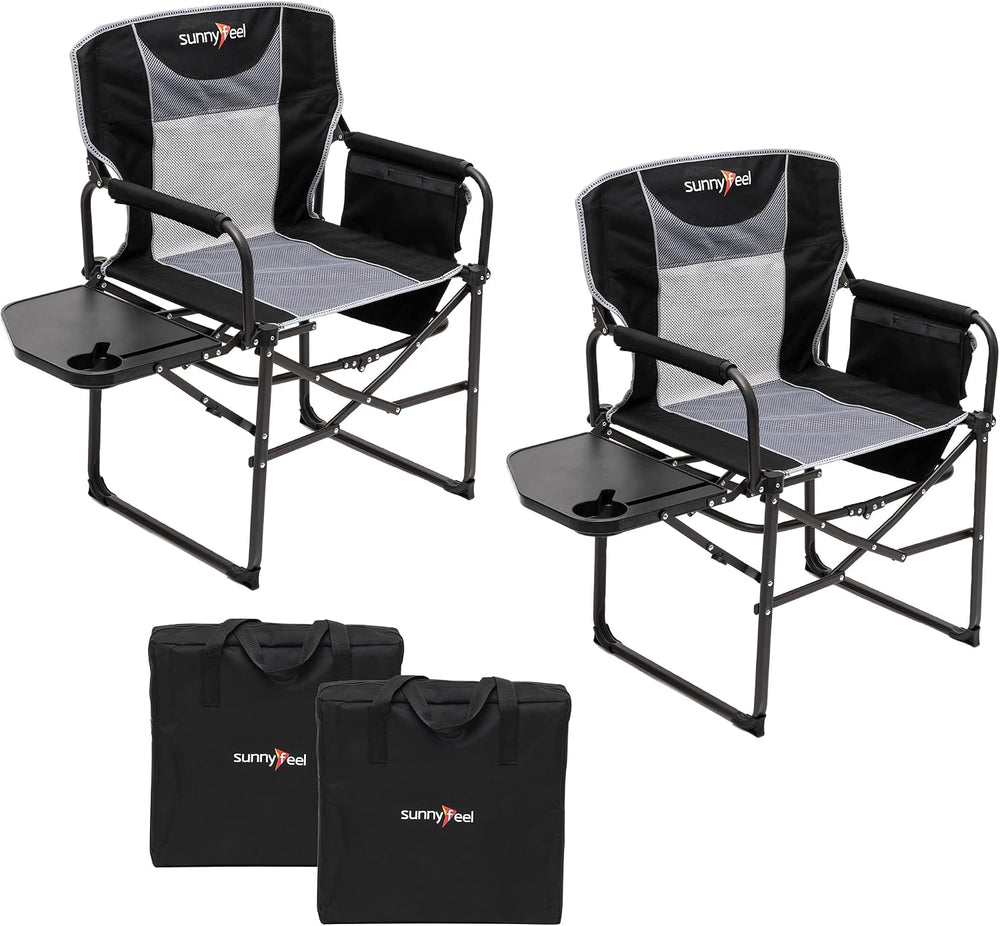 SUNNYFEEL Oversized Camping Chair Portable Directors Chairs with Side Table |...