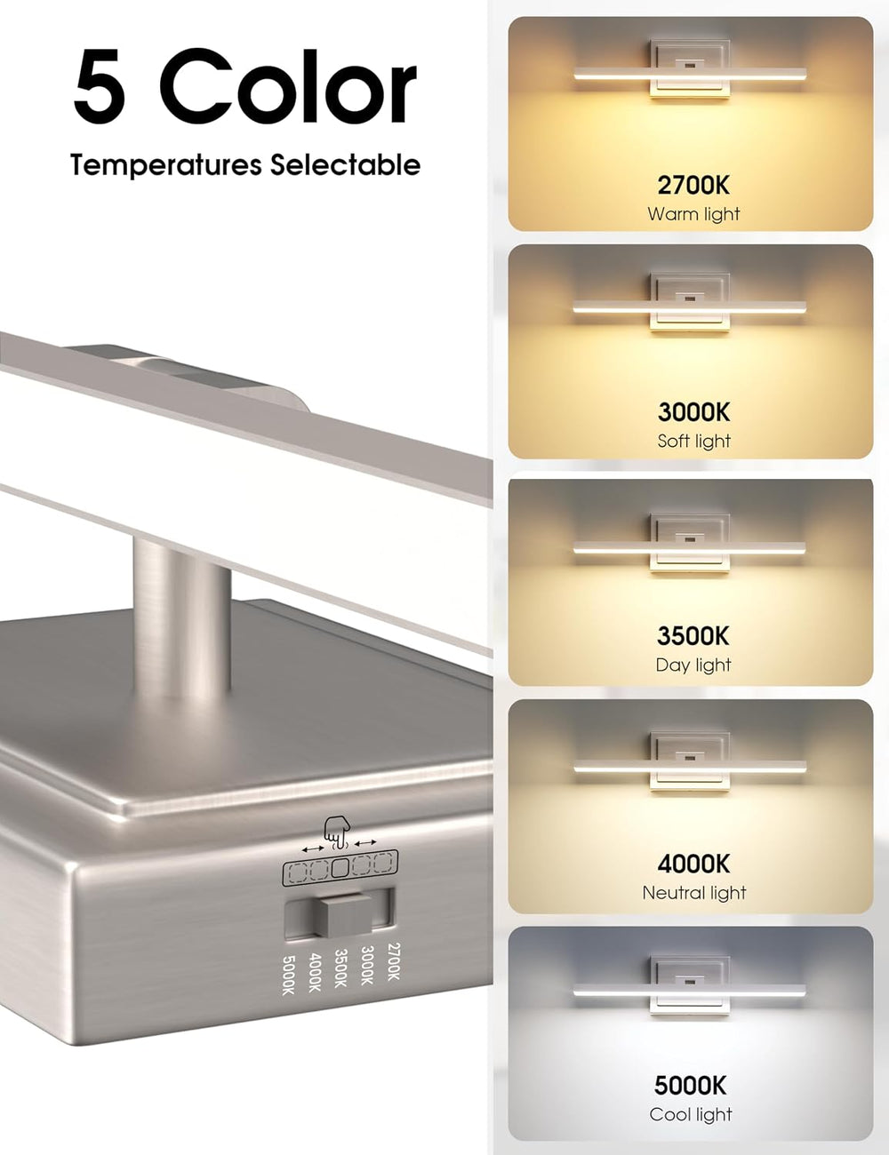 VOLISUN Modern Bathroom Vanity Light 24 inch, Rotatable, 14W Dimmable 5CCT Le...