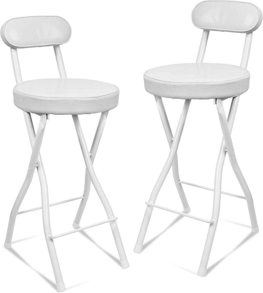 UWEAR Portable Folding Stool,Folding Bar Stool with Back,Leather Padded Count...