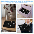 2 PCS Watch Holder Organizer for Men,12 Grid Watches Storage Box with Adjustable Bracelet Pillow, Boxwood Stackable Jewelry Trays, Watch Display for Selling, Women and Men -Black