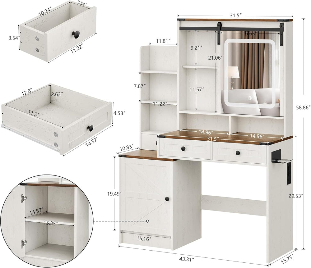 KAMABOKO Vanity Desk with Mirror and Lights, Makeup Vanity Desk with Lights 3...