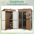 Outdoor Storage Cabinet, Large Wood & Metal Garden Shed with Foldable Table, Weather-Resistant Asphalt Roof, Lockable Doors & Adjustable Feet for Patio, Backyard, or Garage (47"L x 20"W x 70"H)