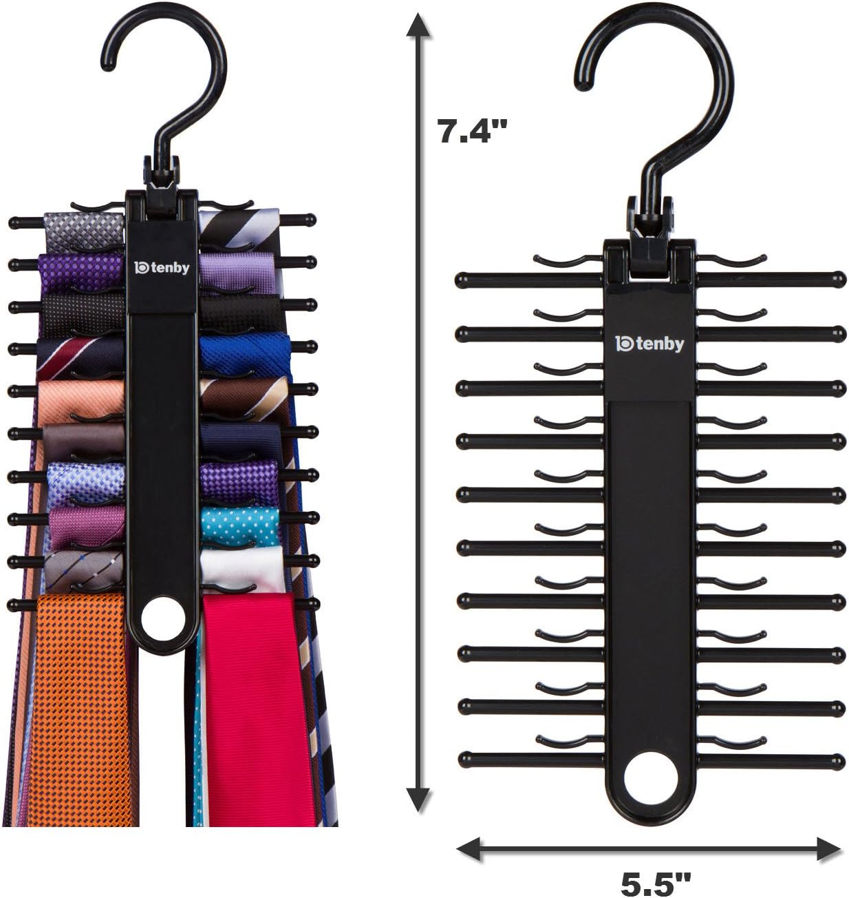 2-Pack Black Tie Rack, Organizer, Hanger, Holder - Affordable Ti.