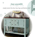 Merax Wood Farmhouse Buffet Sideboard Table with Drawers and Bottom Shelf Console Table for Living Room Dinning Room Kitchen (Retro Blue)