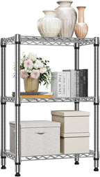 750 lbs 3 Tier Shelf Metal Storage Shelves Shelving Wire Rack Heavy Duty Closet Organizers for Garage Kitchen Bathroom Laundry Chrome 13.8" D x 23.6" W x 35.5" H