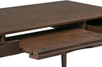 SIMPLIHOME Harper Desk - 60-Inch Wide Solid Hardwood Writing Desk in Walnut Brown, Mid-Century Modern Home Office Computer Table for Workspace or Study with 2 Drawers and Flip-Down Keyboard Tray