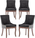 Modern Dining Chairs Set of 4, High Back Dining Chairs Side Chairs with Solid Wood Legs, Upholstered Fabric Dining Room Chairs for Dining Room Kitchen, Black and Patterned