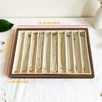 Large Jewelry Trays for Drawers Stackable Velvet Jewelry Display for Vendors Jewelry Drawer Organizer Inserts for Rings Necklace Bracelets Earrings and Studs Earrings (Beige, 10 Grid)