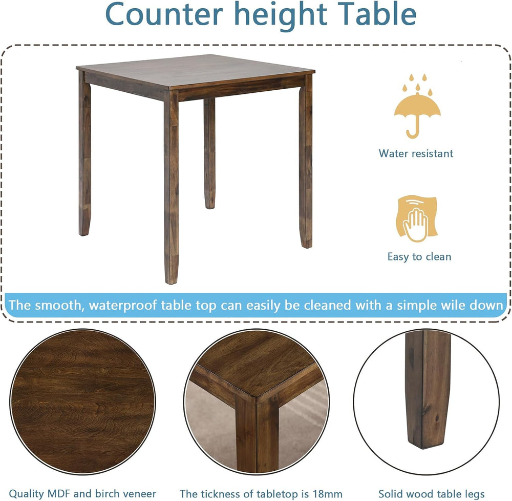 Merax Farmhouse Dining Table Set for 4, Counter Height Kitchen Table Set with...