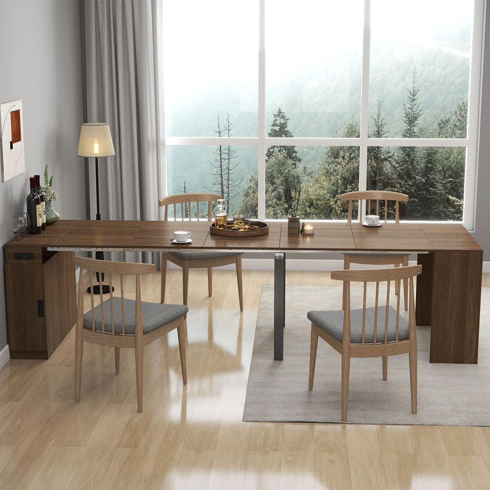 Modern Extendable Dining Table with Built-in Outlet – Seats 2 to 12 People, S...