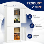 Yizosh Metal Garage Storage Cabinet with Locking Doors and Adjustable Shelves, 71" Tool Storage Cabinet with 1 Drawer for Garage,Office,Warehouse (White)