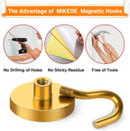 MIKEDE Strong Magnetic Hooks, 120Lbs Heavy Duty Magnetic Hooks for Cruise, Neodymium Earth Magnets with Hooks for Hanging, Super Metal Industrial Magnets for Grill, Storage (Yellow,10 Pack)