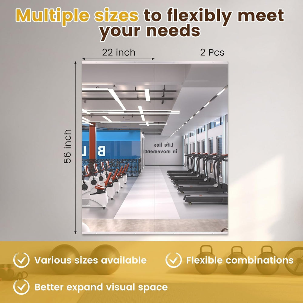 LOAAO Home Gym Mirror 56"x22", 2 PCS