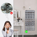 Dual-sided Hanging Jewelry Organizer with 40 Zippered Pockets and 20 Hook Loops Necklace Holder Jewelries Organizer for Earrings Bracelets Rings with 360 Degree Rotating Hanger (40 Zippered Pockets and 20 Hook Loops-Grey)