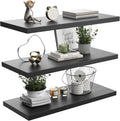 Wall Shelf Set of 3,Dark Wood Floating Shelves 30 in W x 10 in D x 1 in H, Wooden Floating Wall Shelf with Invisible Brackets for Living Room/Bedroom/Bathroom/Kitchen Storage and Decor