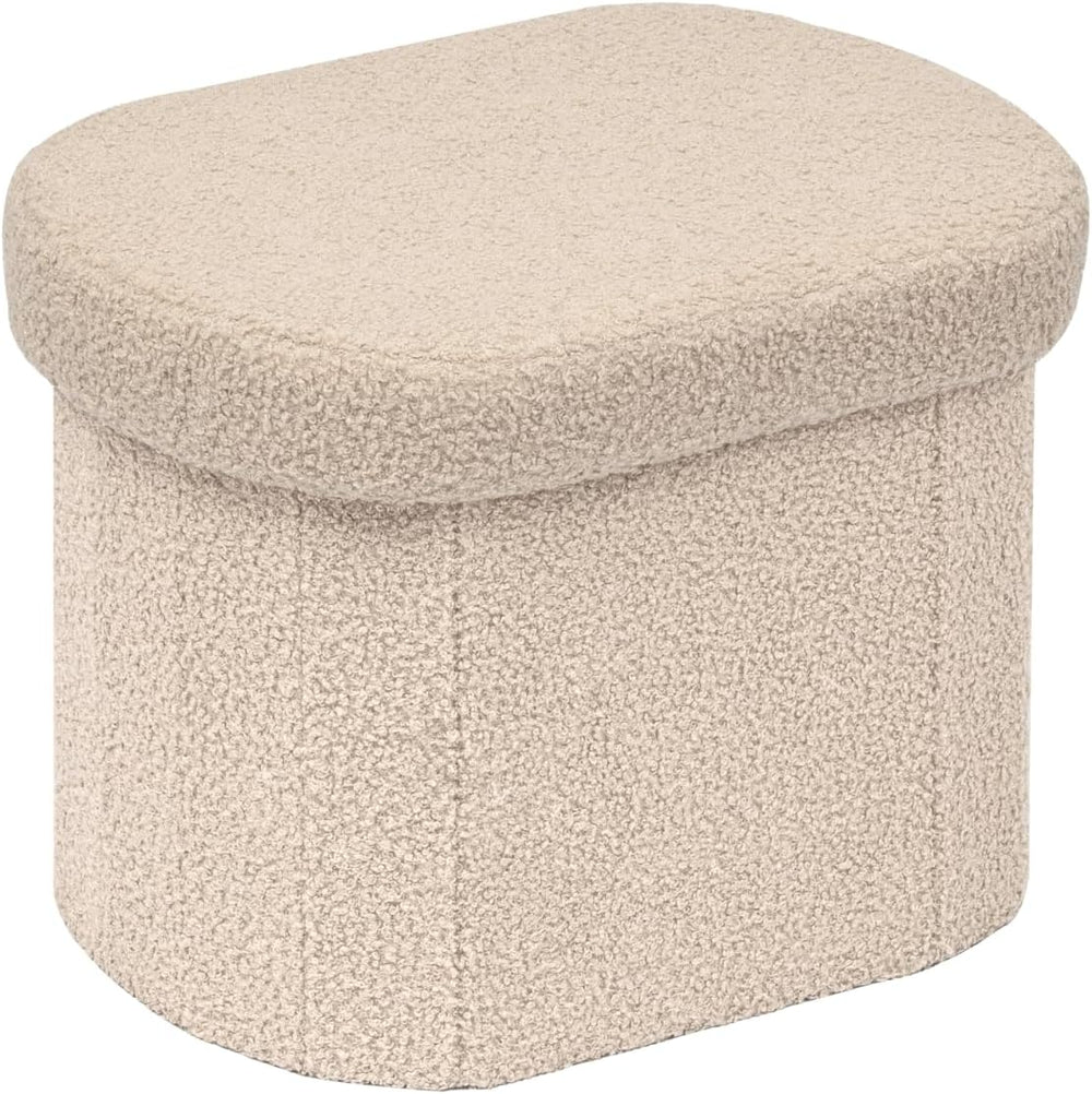 B FSOBEIIALEO Storage Ottoman for Dorm Room, Boucle Folding Storage Ottoman F...