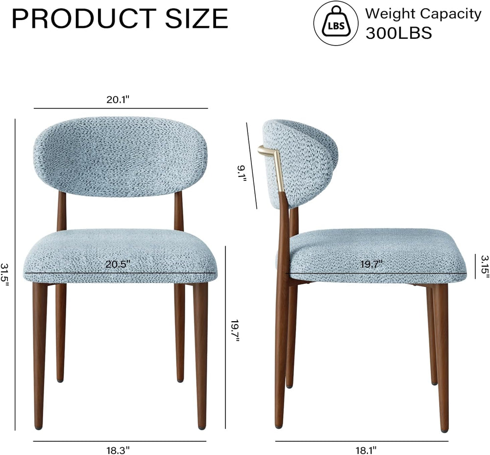 300LBS Dining Chairs Set of 2,Metal Kitchen Chairs,Modern Chenille Upholstere...