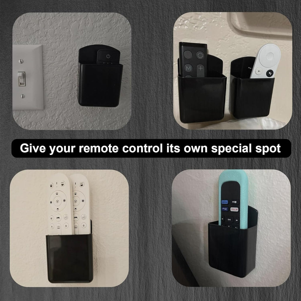 2Pcs Remote Holder Wall Mount, Remote Control Holder for AC TV, Wall Mount Box Organizer with Self Adhesive and Screws for Home Office Storage