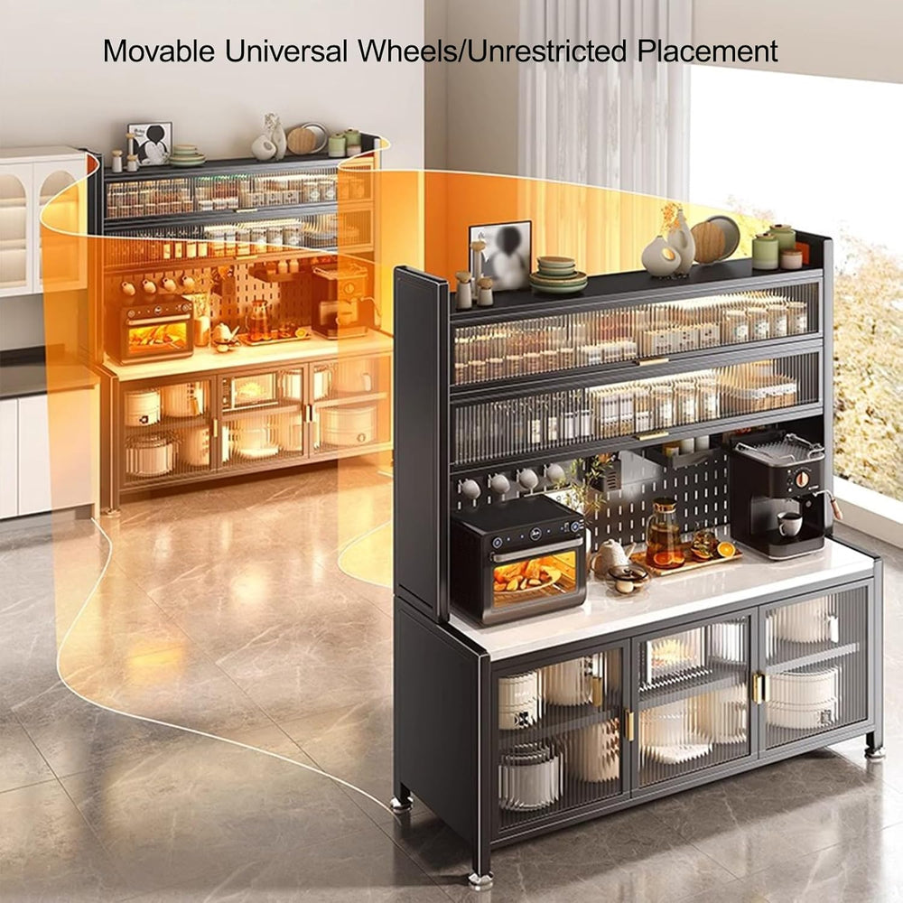 Kitchen Pantry Storage Cabinet, Modern Hutch with Storage Drawers, Coffee Bar...