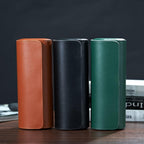 MR.OKAY 3 Watch Travel Case- Classic Leather Watch Case With Perfect Texture.Portable Watch Roll Or Organizer For Storage And Display. Luxury Gifts For Men, All Handmade by Artisans.