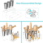 HIIMIEI Hair Tool Organizer, Acrylic Hair Dryer Holder, Bathroom Countertop Blow Dryer Stand Storage, Vanity Organizer for Accessories, Makeup, Flat Irons, Curling Irons, and Toiletries (Clear)