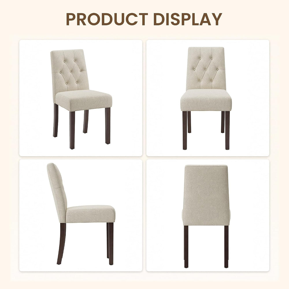 Dining Chairs Set of 2, Parsons Chairs for Small Spaces, Light Beige | Modern...